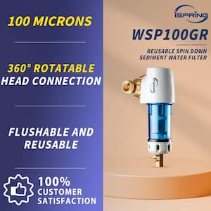 Reusable Spin Down Sediment Water Filter 100 Micron with Scraper and 360 Head