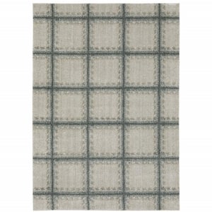 Grey Teal and Beige 3 ft. x 5 ft. Geometric Power Loom Stain Resistant Area Rug