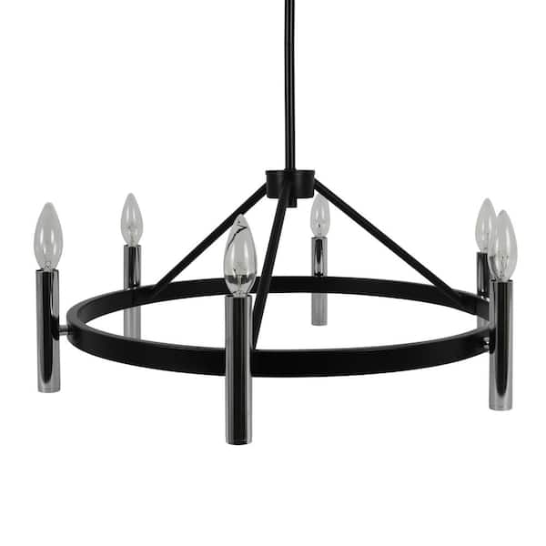 Decor Therapy Marcelo 6-Light Black and Chrome Chandelier