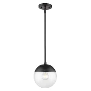 Dixon 1-Light Black with Clear Glass and Black Cap Small Pendant Light