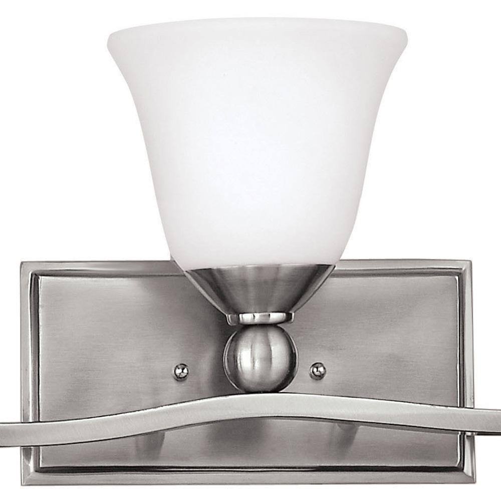 Elegance Brushed Nickel 3-Light Bath Fixture with Etched Opal Shades