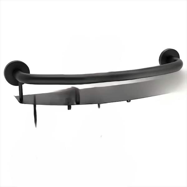 18 in. Stainless Steel Shower Grab Bar with Storage Shelf, 2 in 1 Bathroom Balance Bar for Senior, Black