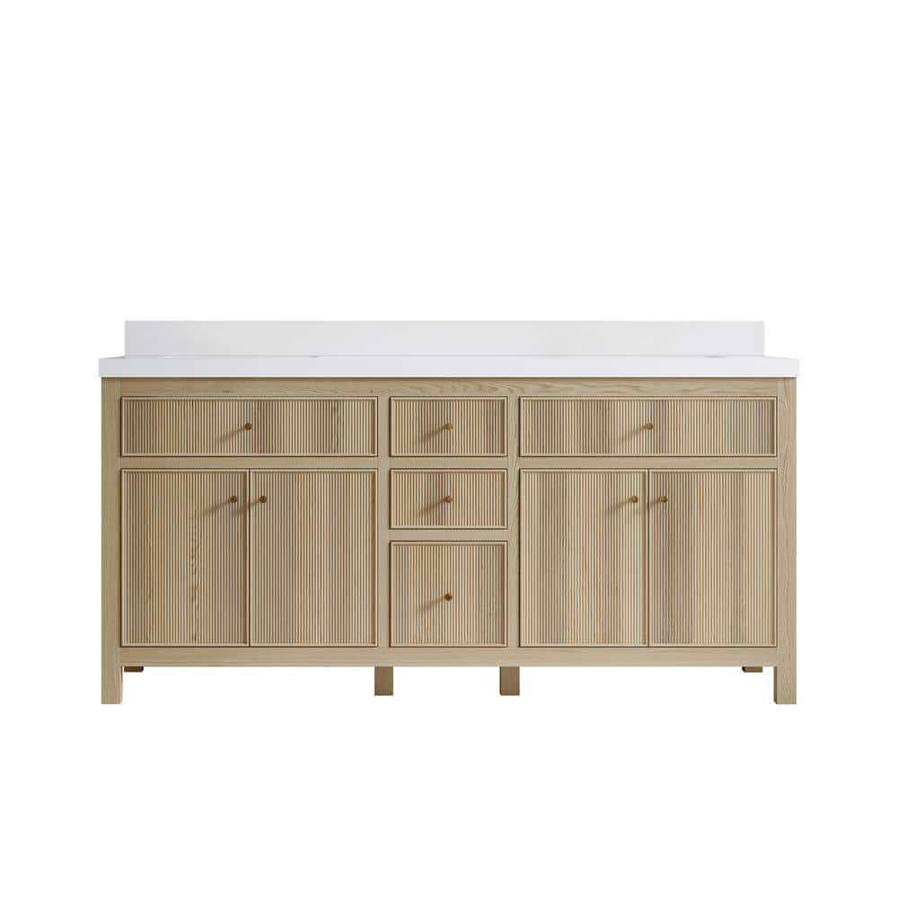 Sonoma Oak 72 in. W x 22 in. D x 36 in. H Double Sink Bath Vanity in White Oak with 2 in. White Quartz Top price history on PriceWatchPro