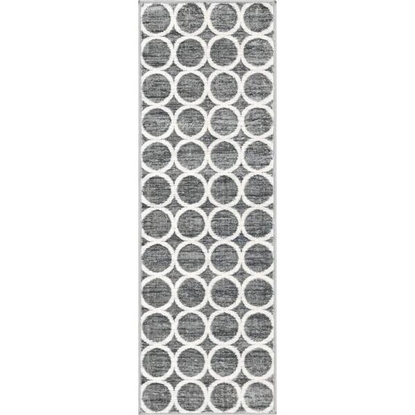 Unique Loom Matrix Trellis Dots Dark Gray 3 ft. x 10 ft. Runner Rug