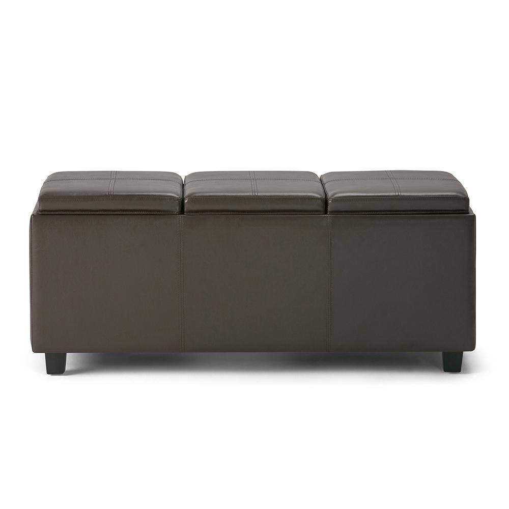 Chocolate Brown Faux Leather Backless Storage Ottoman Bench