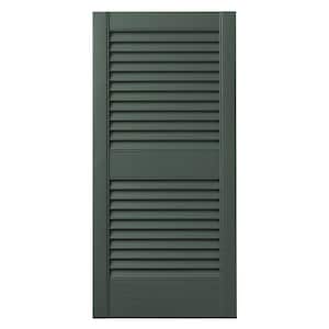 15 in. x 25 in. Open Louvered Polypropylene Shutters Pair in Green