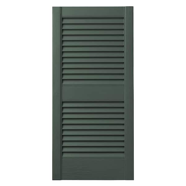 15 in. x 35 in. Open Louvered Polypropylene Shutters Pair in Green