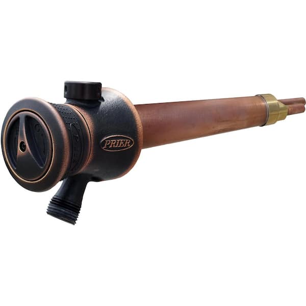 Prier Products 8 in. Single Handle Hot and Cold Mixing Hydrant Valve in. Oil-Rubbed Bronze 1/2 in. Plain Copper Ends