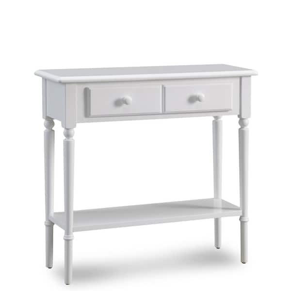 Leick Home Coastal Notions 30 in. Silky Painted Orchid White Narrow Hall Stand/Sofa Table with Shelf