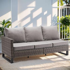 Valenta Gray Wicker Outdoor Sectional with Gray Cushions