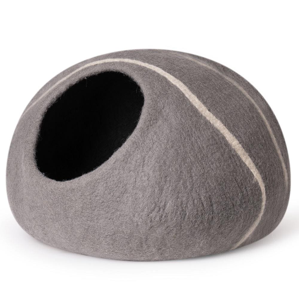 Medium Gray Cat Cave Bed Handmade Wool Cat Bed Cave Cat House with Mouse To
