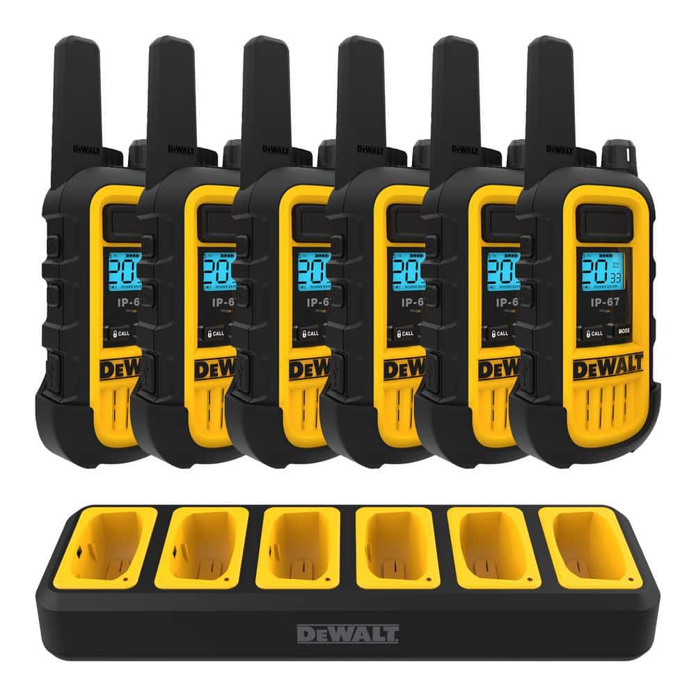 DEWALT DXFRS300 Heavy-Duty 1-Watt Walkie Talkies with 6-Port Gang Charger  (6-Pack) DXFRS300-BCH6B The Home Depot
