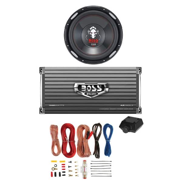 Boss Audio Systems BOSS P126DVC 12 in. 2300-Watt Car Subwoofer + AR16002 1600-Watt 2-Ch Amp + 8 Gauge Amp Kit