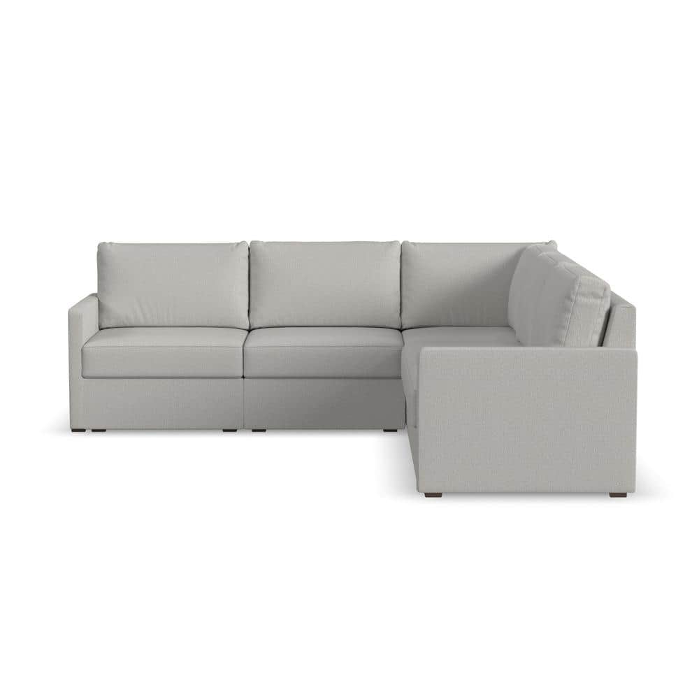 FLEXSTEEL Flex 102 in. W Straight Arm 5 PC Polyester Performance Fabric Modular Sectional Sofa Frost Light Gray -  90225NSEC31301