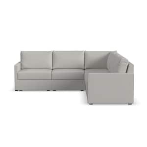 Flex 102 in. W Straight Arm 5 PC Polyester Performance Fabric Modular Sectional Sofa Frost Light Gray