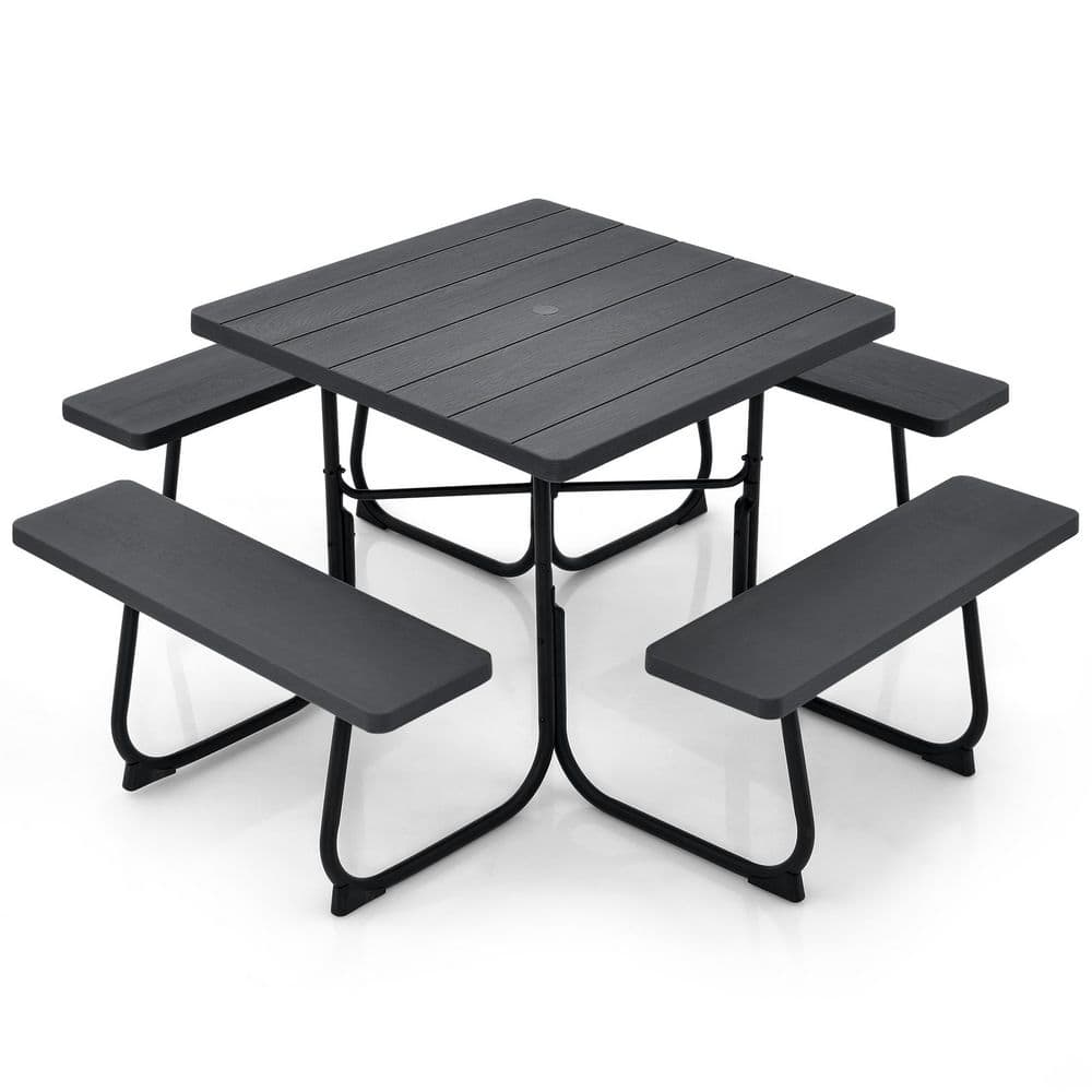 67 in. Black Rectangle Steel Picnic Table Seats 8 People with Umbrella Hole price history on PriceWatchPro
