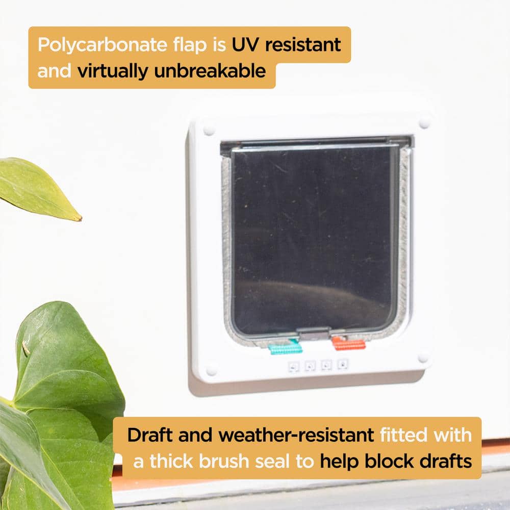 Large White Plastic Pet Door with Magnetic Lock