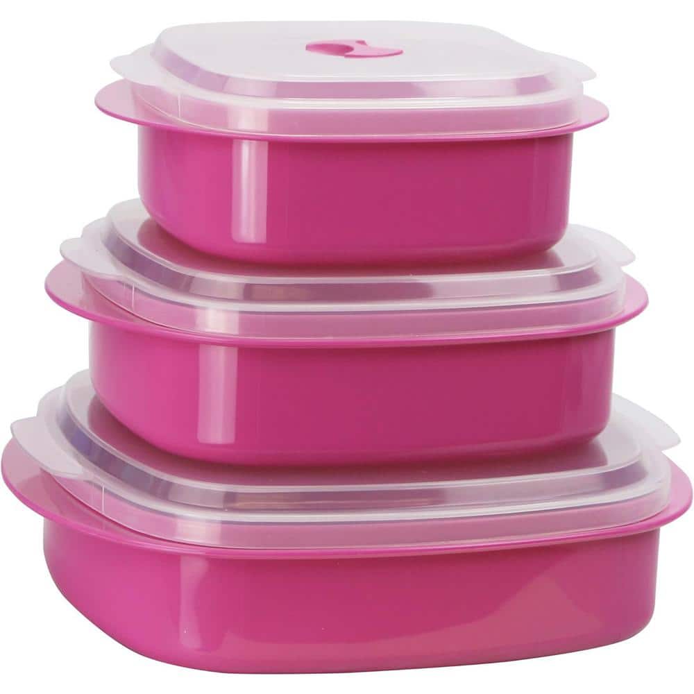 6-Piece Polypropylene Magenta Microwave Cookware