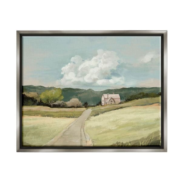 The Stupell Home Decor Collection Road Leading Home Countryside Mountain Landscape by Ziwei Li Floater Frame Nature Wall Art Print 25 in. x 31 in.
