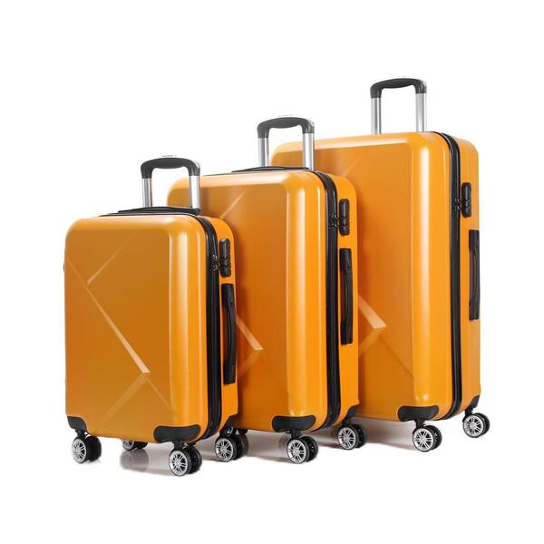 Simply-Me Luggage Sets 3 Piece Trolley Suitcase with TSA Lock,20 Inch 24 Inch 28 Inch Traveling Storage Luggage Sets with Spinner Wheels,Orange