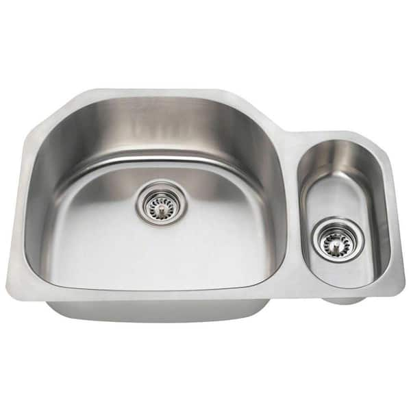 Polaris Sinks Undermount Stainless Steel 32 in. Double Bowl Kitchen Sink