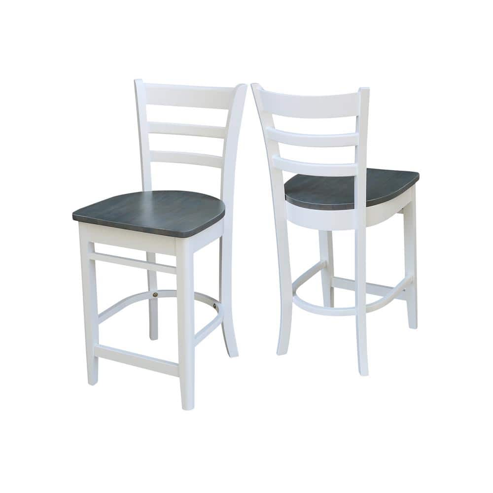 Heather Gray and White Solid Wood Counter Height Dining Set