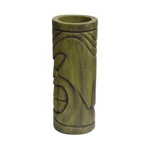 Chamise 9.25 in. W x 24.25 in. H Antique Green Outdoor Lightweight Concrete Polynesian Urn Planter