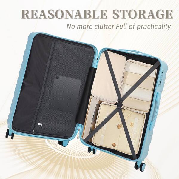 Boyel Living 3-Piece Blue ABS Plastic Hardside Spinner Luggage Set