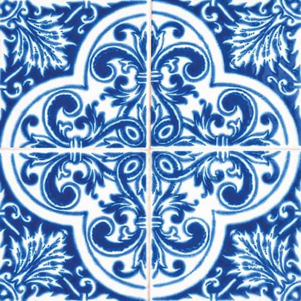 MI ALMA Blue/White H15 4 in. x 4 in. Vinyl Peel and Stick Tile (24