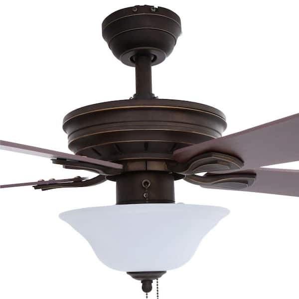 LED Indoor Oil Rubbed Bronze Ceiling Fan w/Light Kit Hampton Bay Wellston 44 in 