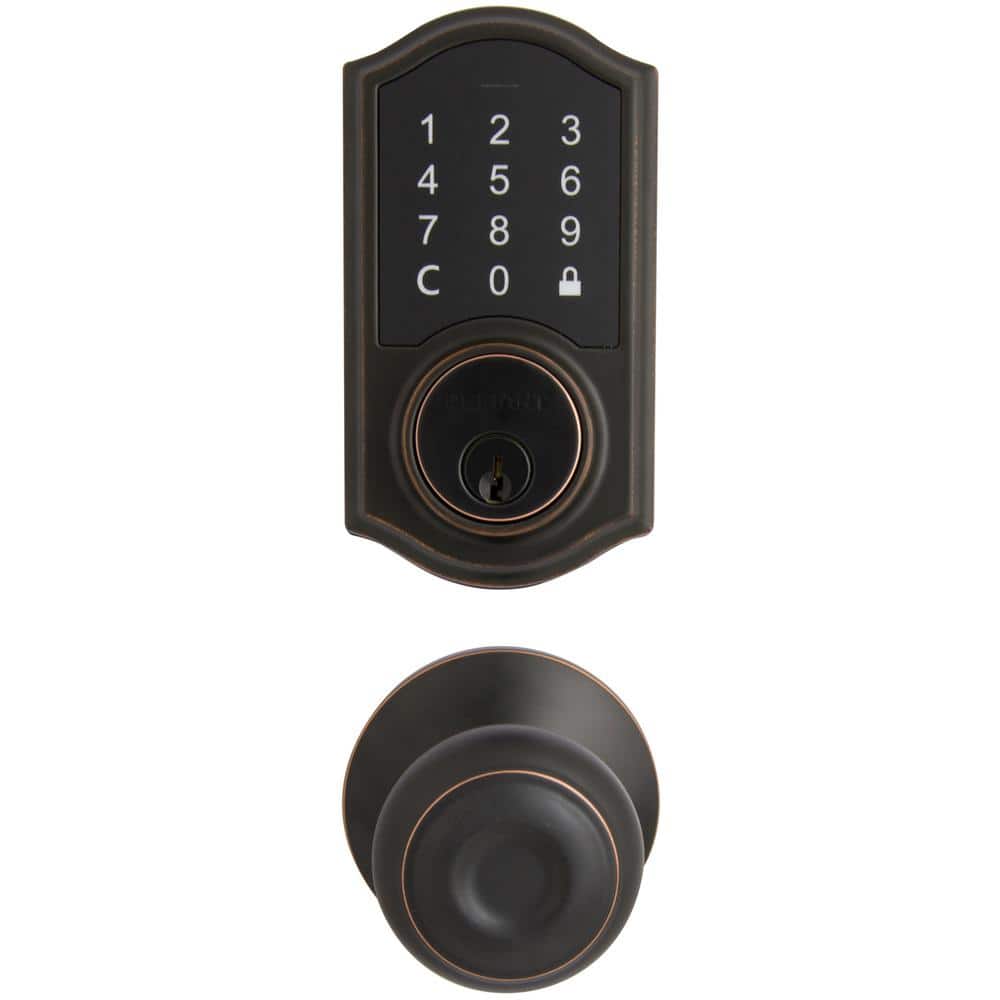 Aged Bronze Castle Electronic Single Cylinder Neo Touch Deadbolt with Hartf