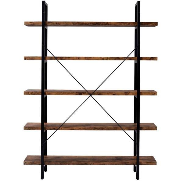 Heavy Duty Steel Bookshelf, Rustic, Distressed, Industrial, Office