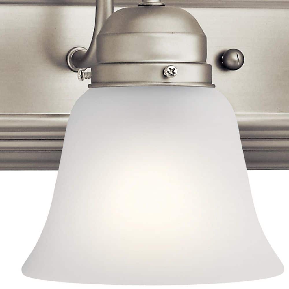 Nickel 36" 5-Light Vanity Bath Light with White Bell Shades