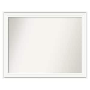 Craftsman White 39 in. x 31 in. Custom Non-Beveled Satin Wood Framed Bathroom Vanity Wall Mirror