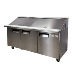 70 in. W 15.5 cu. ft. Commercial Mega Food Prep Table Refrigerator Cooler in Stainless Steel