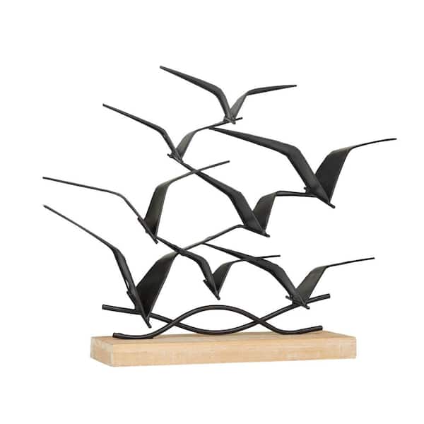 Litton Lane 4 in. x 14 in. Black Metal Bird Sculpture