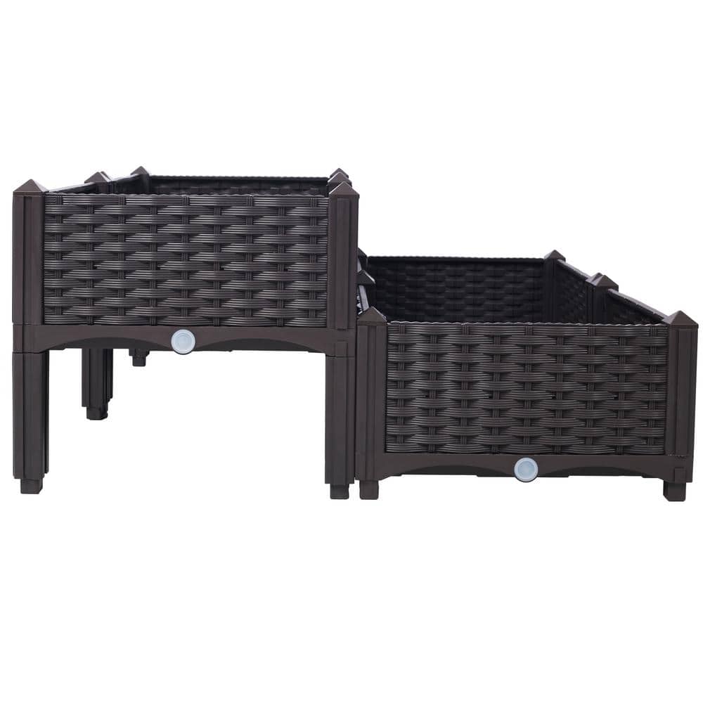 4 Piece Raised Garden Bed with Legs, Self-Watering Planter Box Raised Bed, Brown, Plastic price history on PriceWatchPro