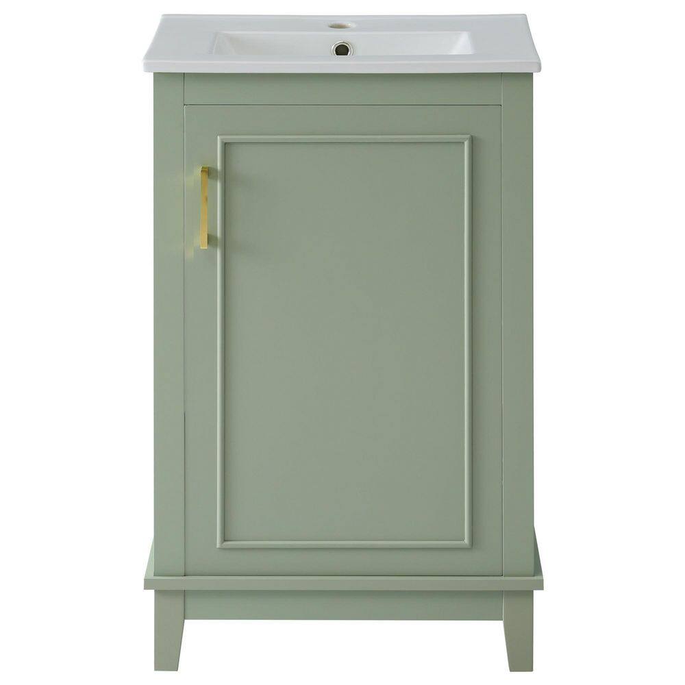 20 in. Single Sink Freestanding Vanity Green Bath Vanity with White Ceramic Sink Top price history on PriceWatchPro