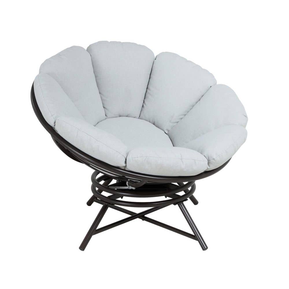 Grey Metal Frame Outdoor 360° Swivel Single Sofa Papasan Recliner with 40'' Petal Cushion, 400lbs Capacity price history on PriceWatchPro