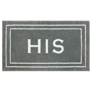 His 20 in. x 34 in. Pewter Gray Polyester Machine Washable Bath Mat