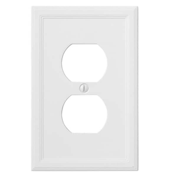Hampton Bay 1-Gang Bright White Insulated Duplex Outlet Stone Wall Plate (1-Pack)