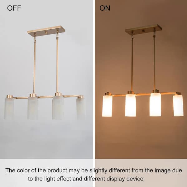 LNC Layla 6-Light Matte Gold with Cylinder Seeded Glass Candle  Modern/Contemporary LED Dry Rated Chandelier in the Chandeliers department  at