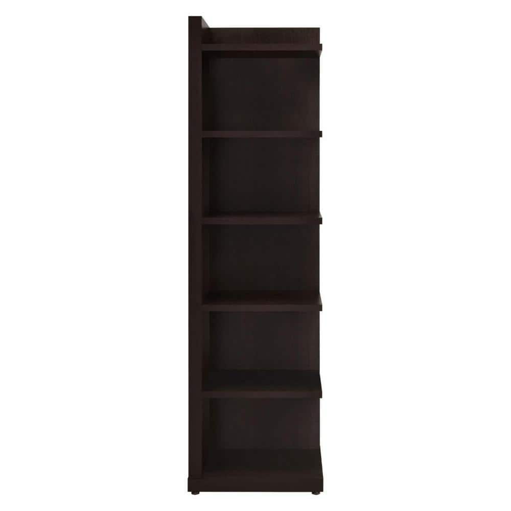 Casual Contemporary Cappuccino Corner Bookcase with 5 Shelves