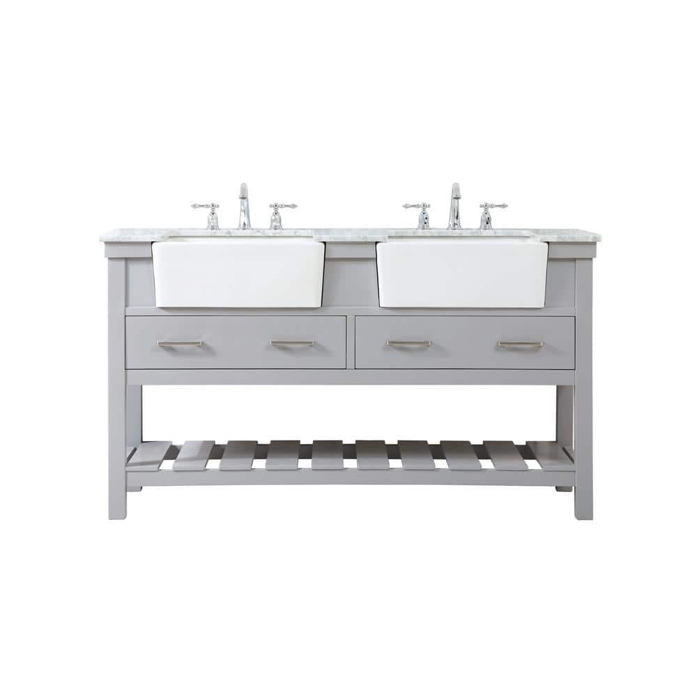Simply Living 60 in. W x 22 in. D x 34.125 in. H Bath Vanity in Grey with C