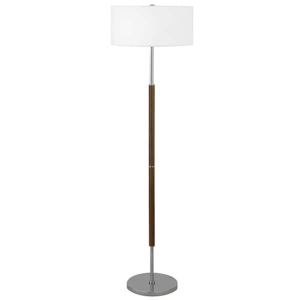 Meyer&Cross Simone 61.5 in. Polished Nickel and Rustic Oak 2-Bulb Floor Lamp