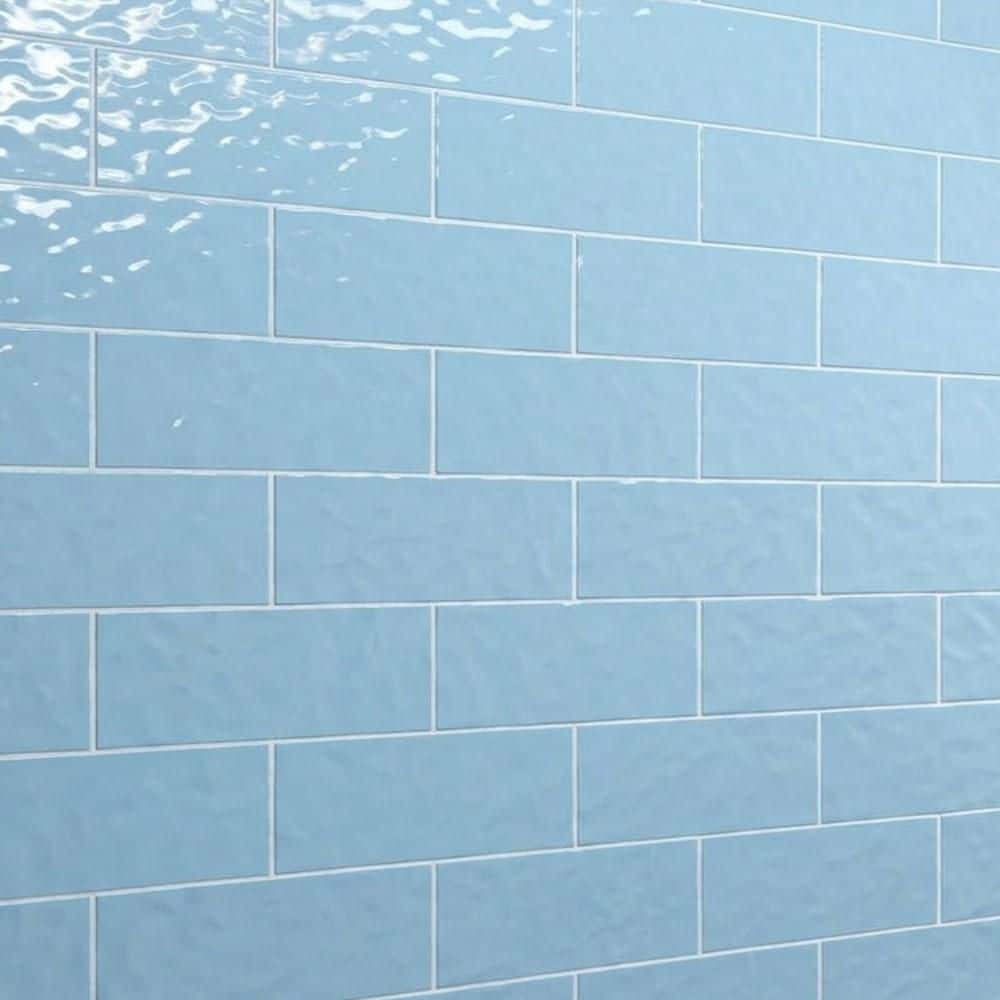 Ripple Rectangular 4x12 Powder Blue Glass Tile, (10 sq. ft. Box) price history on PriceWatchPro