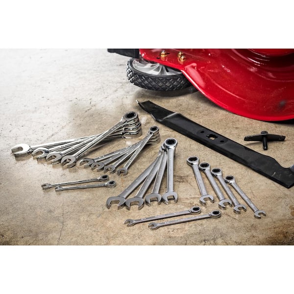 Husky 72 Tooth Ratcheting SAE MM Combination Wrench Set 20 Piece HRW20PCFOLD