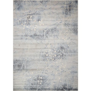 Somerset Silver/Blue 10 ft. x 13 ft. Botanical Contemporary Area Rug