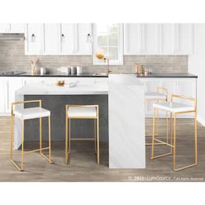 Fuji Gold and White Counter Stool (Set of 2)