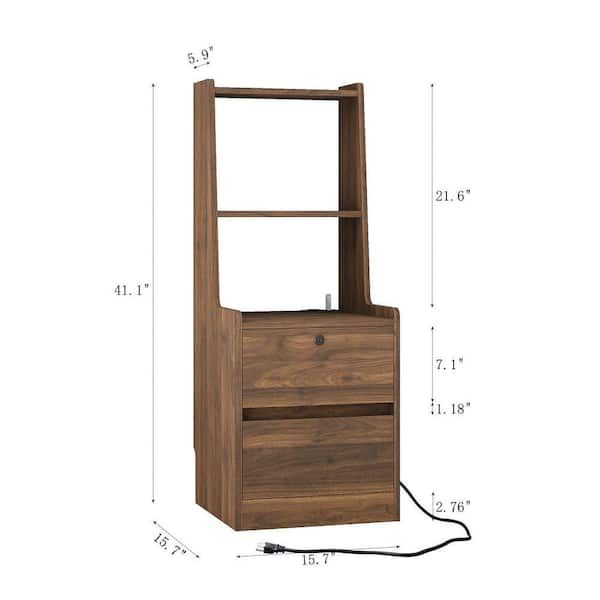 ドレッサー MDF Smart Nightstand Bedside Tables with Charging Station, Night